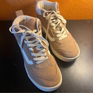 Vans Pink and White High-Top Sneakers